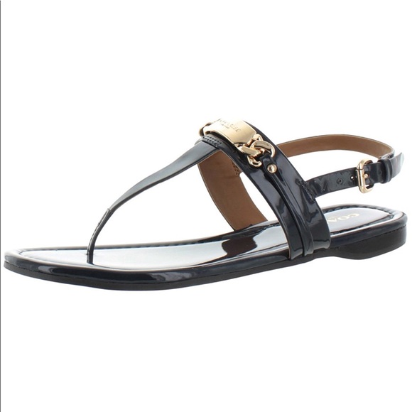 Coach Shoes - Coach Catherine black patent leather sandals. 7.5